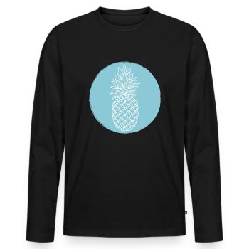 Ananas - Männer Premium Bio Langarmshirt - Schwarz - Vorne - Nico (187cm)