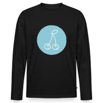 Kirsche - Männer Premium Bio Langarmshirt - Schwarz - Vorne - Nico (187cm)