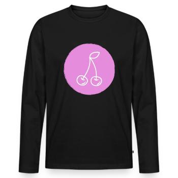 Kirsche - Männer Premium Bio Langarmshirt - Schwarz - Vorne - Nico (187cm)