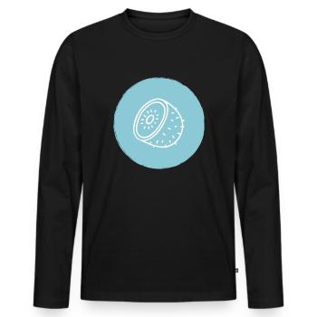 Kiwi - Men's Premium Organic Long Sleeve Shirt - black - Front - Nico (187cm)