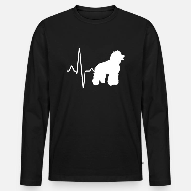 Pudel Herzschlag - Männer Premium Bio Langarmshirt - Schwarz
