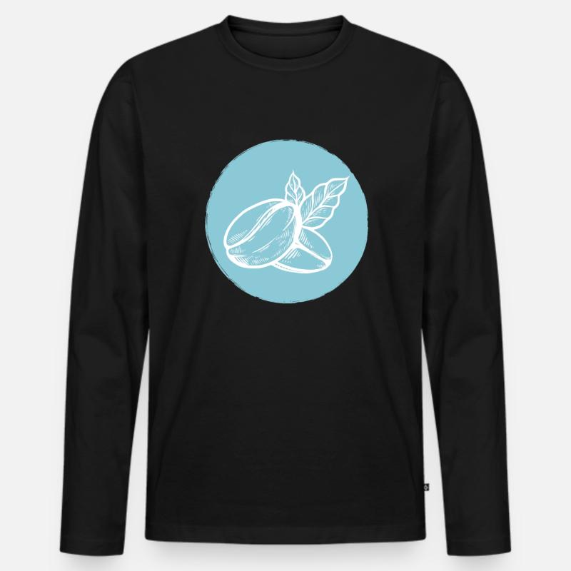 Kaffee Kaffeebohne - Männer Premium Bio Langarmshirt - Schwarz