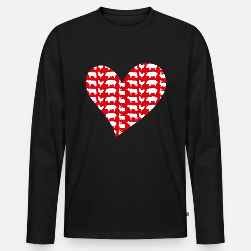 Herz Tierliebe - Männer Premium Bio Langarmshirt - Schwarz