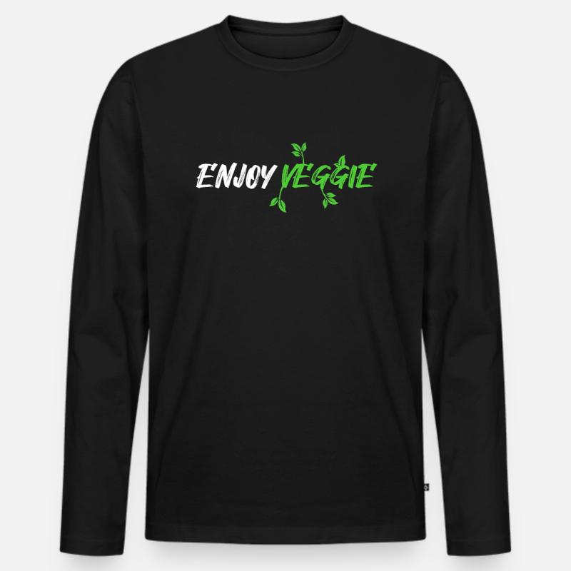 enjoy veggie - Männer Premium Bio Langarmshirt - Schwarz