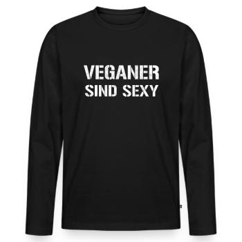 Vegan saying - Men's Premium Organic Long Sleeve Shirt - black - Front - Nico (187cm)