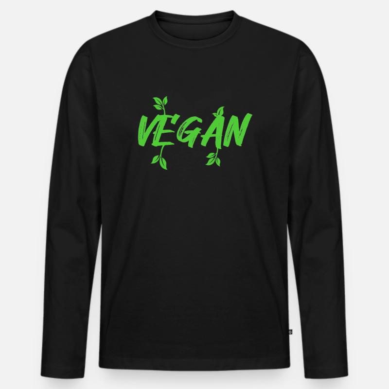 Vegan - Männer Premium Bio Langarmshirt - Schwarz
