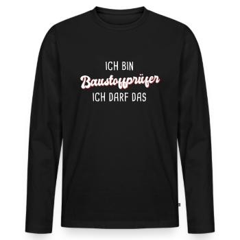 Baustoffprüfer - Männer Premium Bio Langarmshirt - Schwarz - Vorne - Nico (187cm)