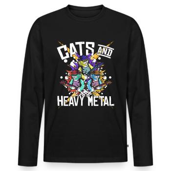 Cats & Heavy Metal - Männer Premium Bio Langarmshirt - Schwarz - Vorne - Nico (187cm)