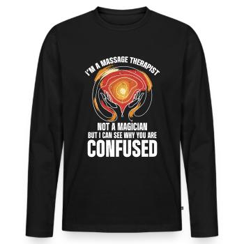 Massage Therapist - Men's Premium Organic Long Sleeve Shirt - black - Front - Nico (187cm)