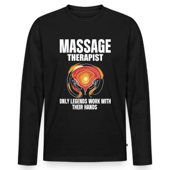 Massage Therapist - Men's Premium Organic Long Sleeve Shirt - black - Front - Nico (187cm)