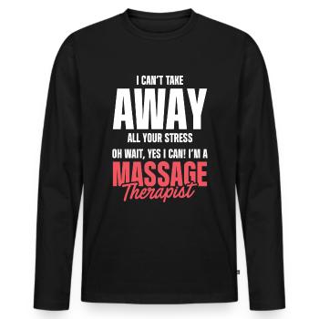 Massage Therapist - Men's Premium Organic Long Sleeve Shirt - black - Front - Nico (187cm)