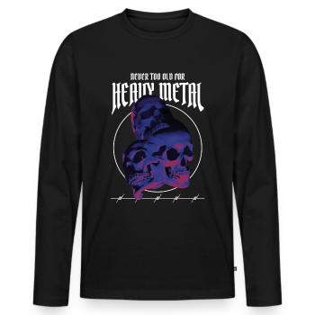 Jamais trop vieux pour le heavy metal - T-shirt manches longues Premium bio Homme - noir - Devant - Nico (187cm)