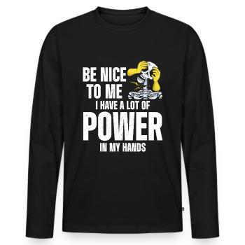 Massage Therapist - Men's Premium Organic Long Sleeve Shirt - black - Front - Nico (187cm)
