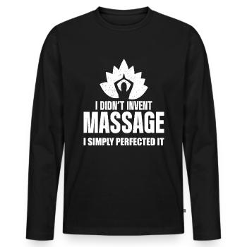 Massage Therapist - Men's Premium Organic Long Sleeve Shirt - black - Front - Nico (187cm)