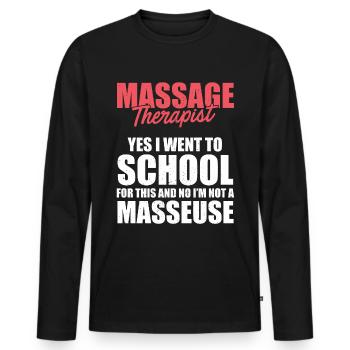 Massage Therapist - Men's Premium Organic Long Sleeve Shirt - black - Front - Nico (187cm)