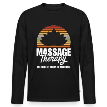 Massage Therapist - Men's Premium Organic Long Sleeve Shirt - black - Front - Nico (187cm)