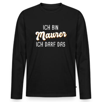 Maurer - Männer Premium Bio Langarmshirt - Schwarz - Vorne - Nico (187cm)