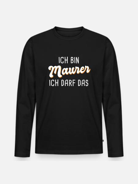 Maurer - Männer Premium Bio Langarmshirt - Schwarz