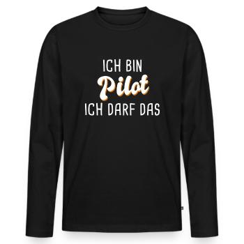Pilot - Männer Premium Bio Langarmshirt - Schwarz - Vorne - Nico (187cm)