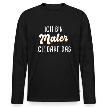 Maler - Männer Premium Bio Langarmshirt - Schwarz - Vorne - Nico (187cm)