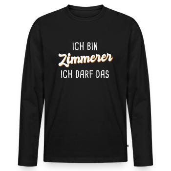 Zimmerer - Männer Premium Bio Langarmshirt - Schwarz - Vorne - Nico (187cm)
