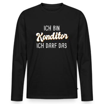 Konditor - Männer Premium Bio Langarmshirt - Schwarz - Vorne - Nico (187cm)