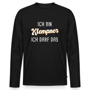 Klempner - Männer Premium Bio Langarmshirt - Schwarz - Vorne - Nico (187cm)