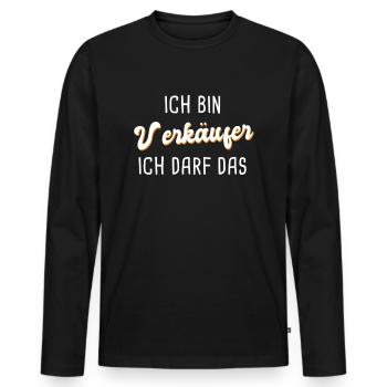 Verkäufer - Männer Premium Bio Langarmshirt - Schwarz - Vorne - Nico (187cm)