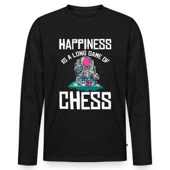 Funny Chess Player - Männer Premium Bio Langarmshirt - Schwarz - Vorne - Nico (187cm)