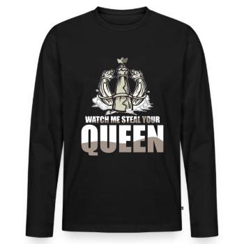 Funny Chess Player - Männer Premium Bio Langarmshirt - Schwarz - Vorne - Nico (187cm)