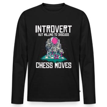 Funny Chess Player - Männer Premium Bio Langarmshirt - Schwarz - Vorne - Nico (187cm)