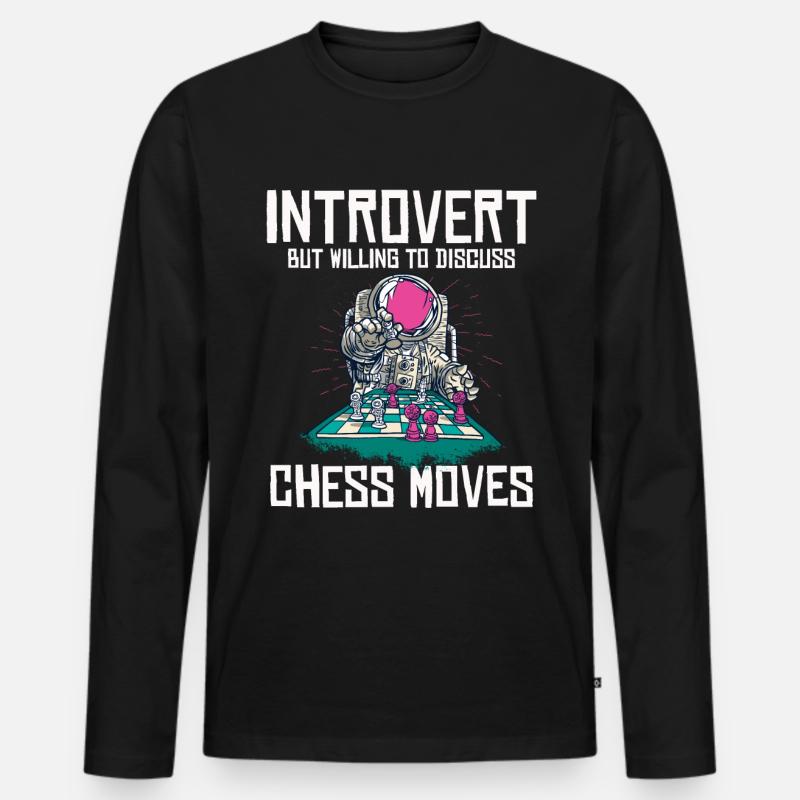 Funny Chess Player - Männer Premium Bio Langarmshirt - Schwarz