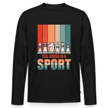 Funny Chess Player - Männer Premium Bio Langarmshirt - Schwarz - Vorne - Nico (187cm)