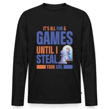 Funny Chess Player - Männer Premium Bio Langarmshirt - Schwarz - Vorne - Nico (187cm)