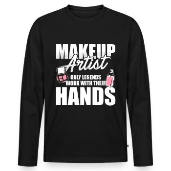 Makeup Artist - Men's Premium Organic Long Sleeve Shirt - black - Front - Nico (187cm)