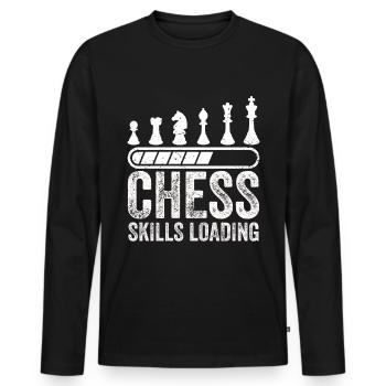 Funny Chess Player - Männer Premium Bio Langarmshirt - Schwarz - Vorne - Nico (187cm)
