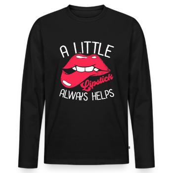 A Little Lipstick Always Helps - Makeup Artist - Männer Premium Bio Langarmshirt - Schwarz - Vorne - Nico (187cm)