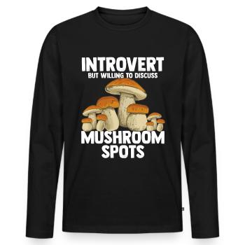 Chasse aux champignons - T-shirt manches longues Premium bio Homme - noir - Devant - Nico (187cm)
