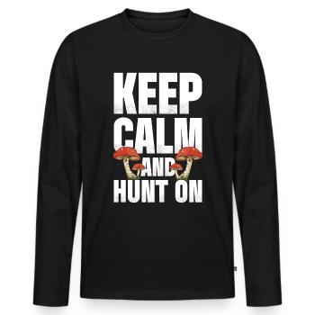 Chasse aux champignons - T-shirt manches longues Premium bio Homme - noir - Devant - Nico (187cm)