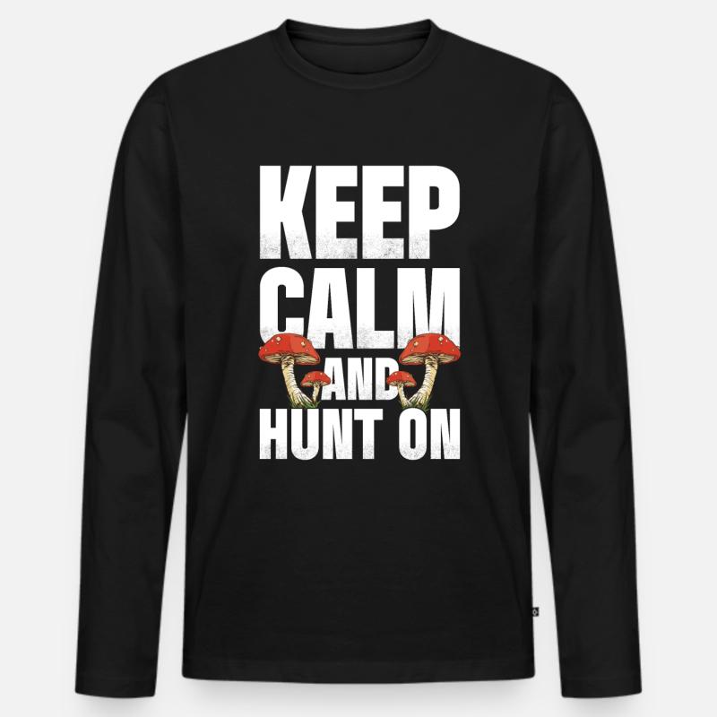 Mushroom Hunting - Männer Premium Bio Langarmshirt - Schwarz