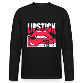 Rouge à lèvres Whisperer - Maquilleuse - T-shirt manches longues Premium bio Homme - noir - Devant - Nico (187cm)
