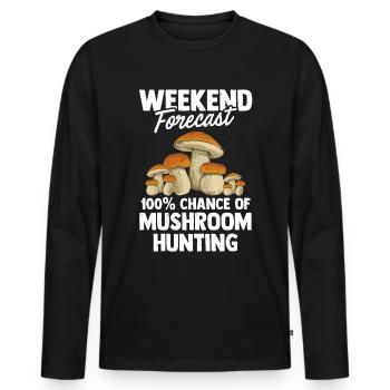 Chasse aux champignons - T-shirt manches longues Premium bio Homme - noir - Devant - Nico (187cm)