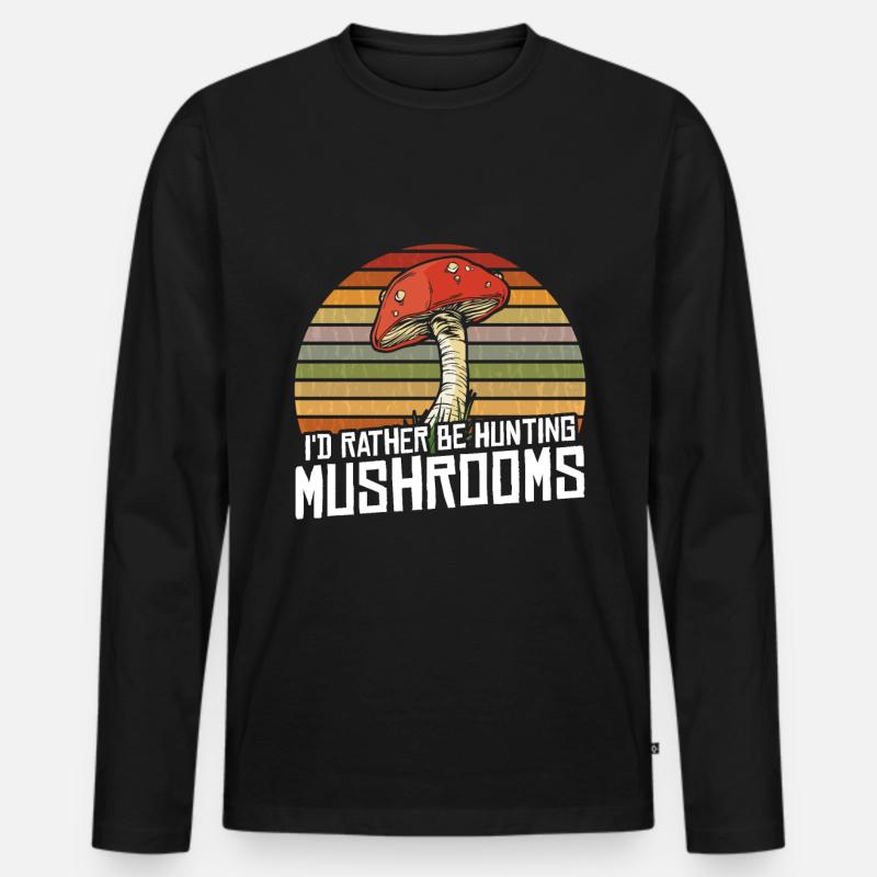 Mushroom Hunting - Männer Premium Bio Langarmshirt - Schwarz
