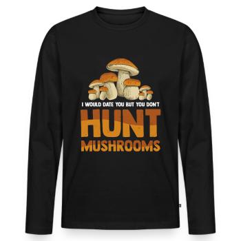 Chasse aux champignons - T-shirt manches longues Premium bio Homme - noir - Devant - Nico (187cm)