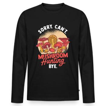 Chasse aux champignons - T-shirt manches longues Premium bio Homme - noir - Devant - Nico (187cm)