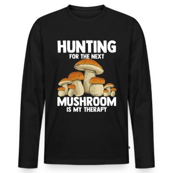 Chasse aux champignons - T-shirt manches longues Premium bio Homme - noir - Devant - Nico (187cm)