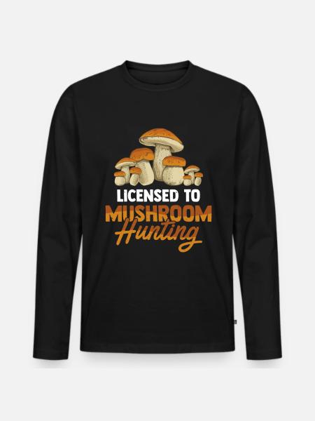 Mushroom Hunting - Männer Premium Bio Langarmshirt - Schwarz