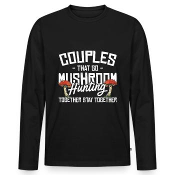 Couple de chasseurs de champignons - T-shirt manches longues Premium bio Homme - noir - Devant - Nico (187cm)