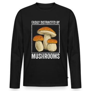 Chasse aux champignons - T-shirt manches longues Premium bio Homme - noir - Devant - Nico (187cm)