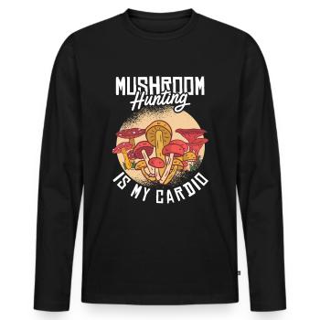 Chasse aux champignons - T-shirt manches longues Premium bio Homme - noir - Devant - Nico (187cm)